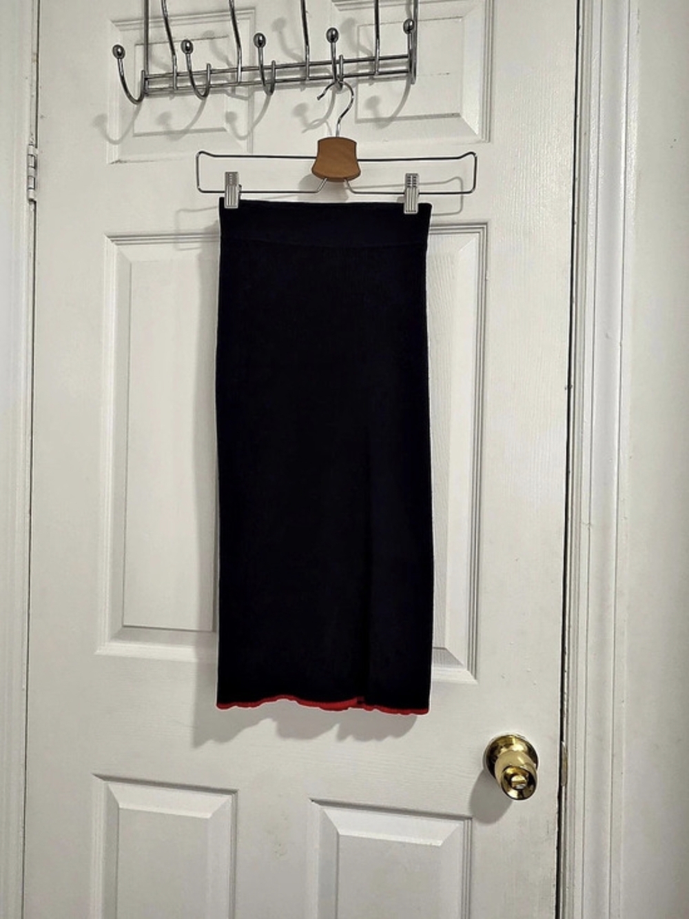 rag & bone Ribbed Midi Skirt Black & Red Size SP Like New